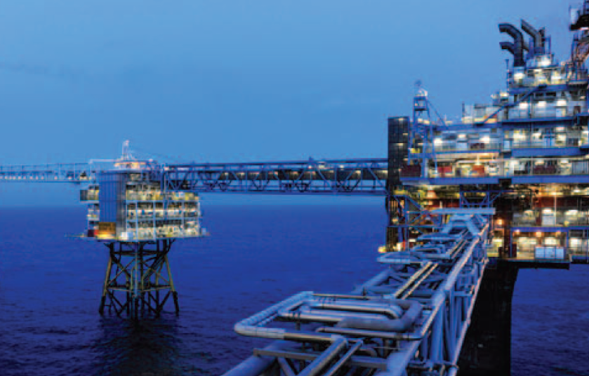 View of Gas lines new oil rigs